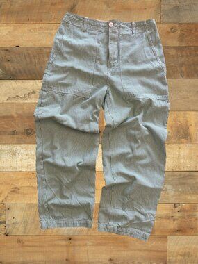 Brixton Houndstooth Pants High Rise Cropped Straight Leg Green White Fits 29"